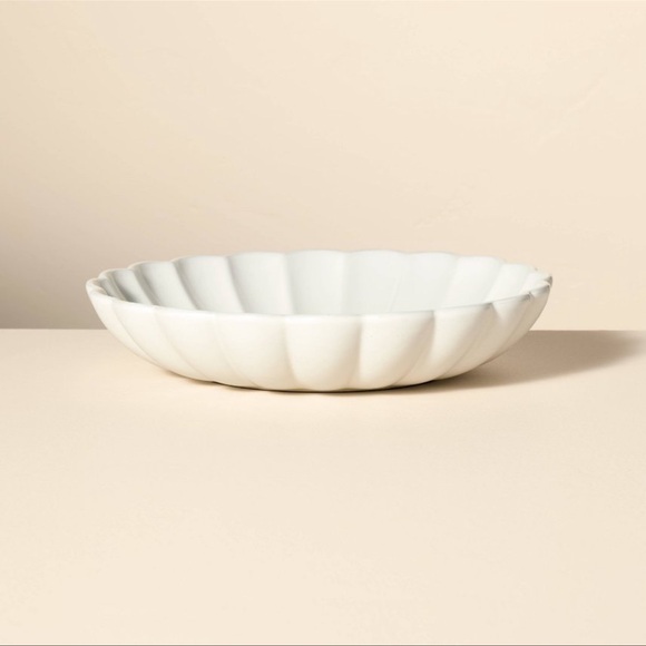98oz Scalloped Edge Stoneware Shallow Serving Bowl Cream— Hearth & Hand - Picture 1 of 3
